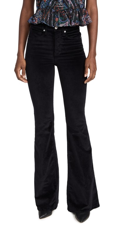 Veronica Beard Jean Sheridan Velvet Bell Bottom Jeans Black