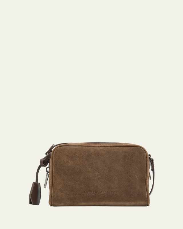 Zip Suede Camera Crossbody Bag
