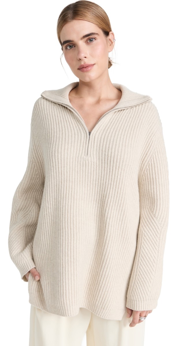White + Warrenofty Blend Zip Collar Tunic Bone