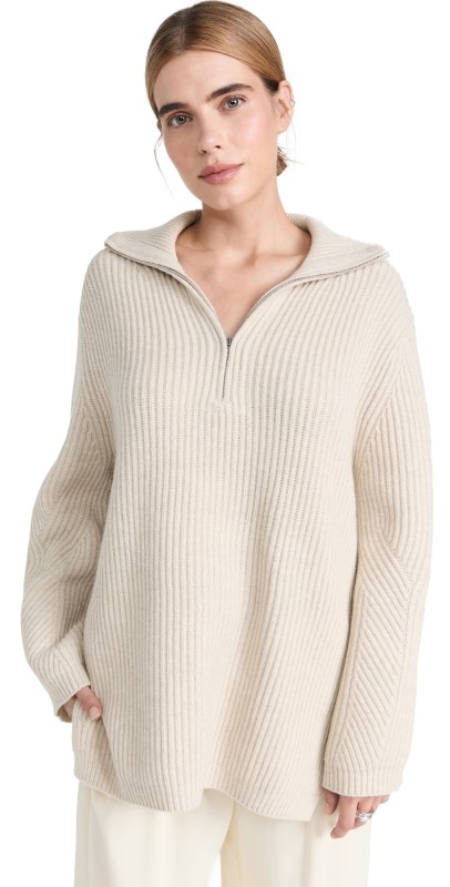 White + Warrenofty Blend Zip Collar Tunic Bone