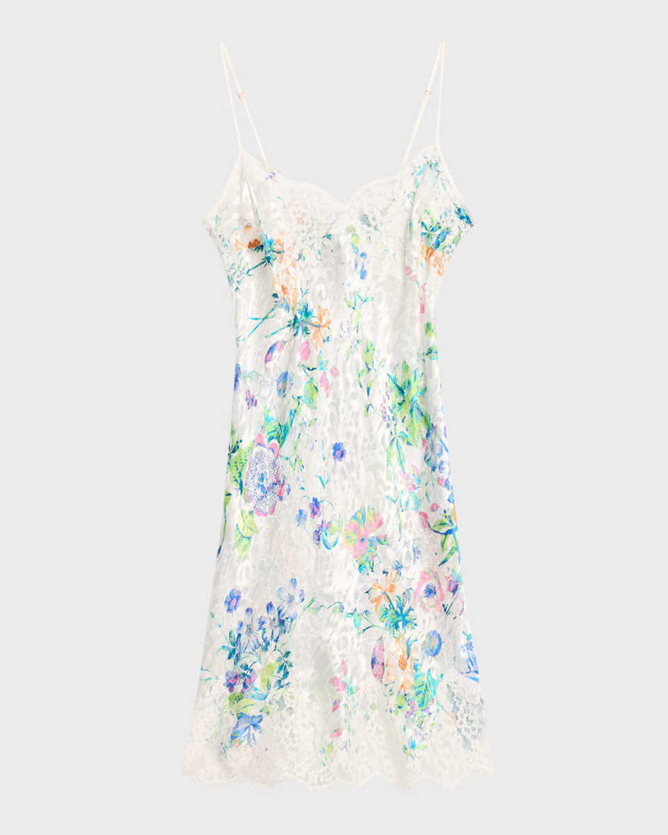 Baisers Legers Floral-Print Lace-Trim Nighti