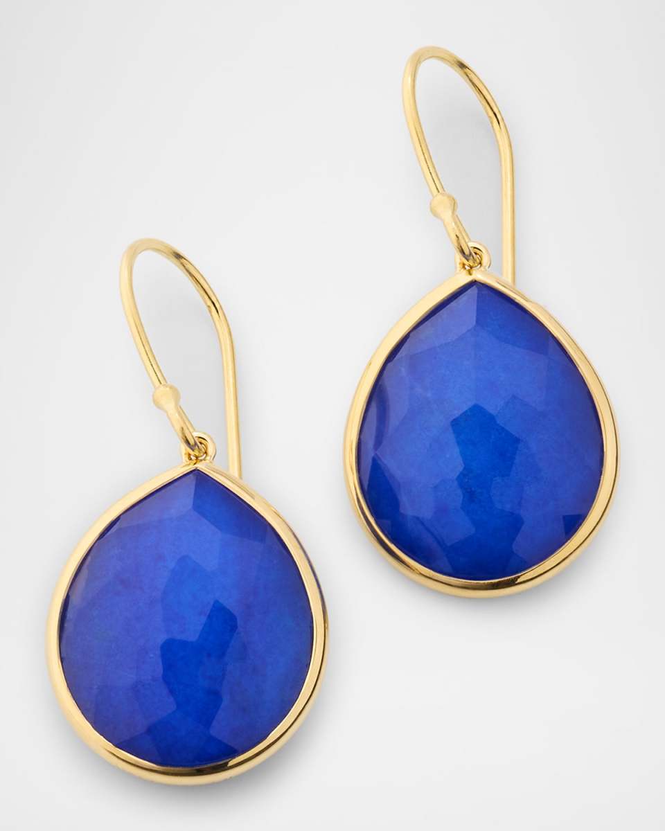 Rock Candy Medium Teardrop Rock Crystal and Lapis Doublet Earrings
