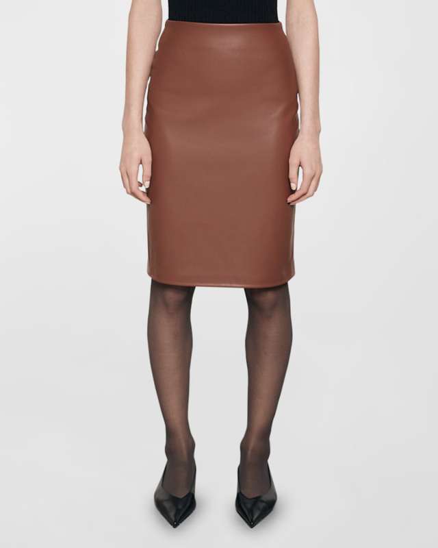 Knee-Length Faux Leather Skirt