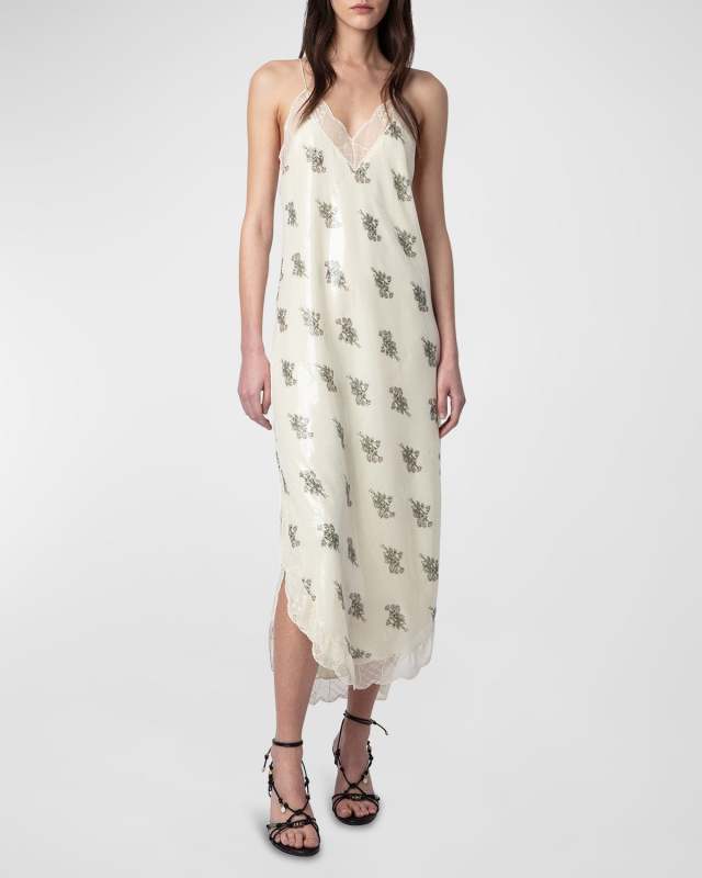 Ristyl Sequin Flowers Midi Slip Dress
