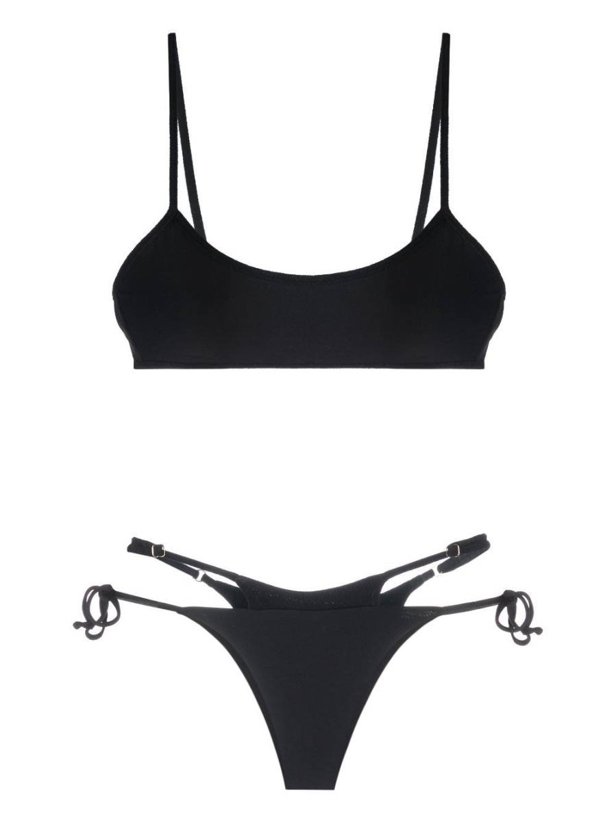 strappy terry-trim bikini