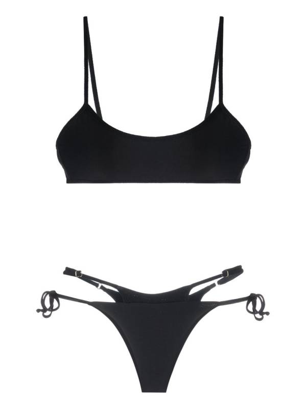 strappy terry-trim bikini