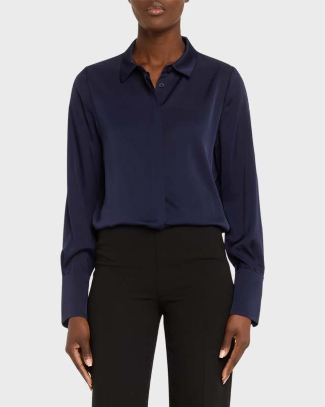 Larissa Split-Cuff Button-Down Blouse