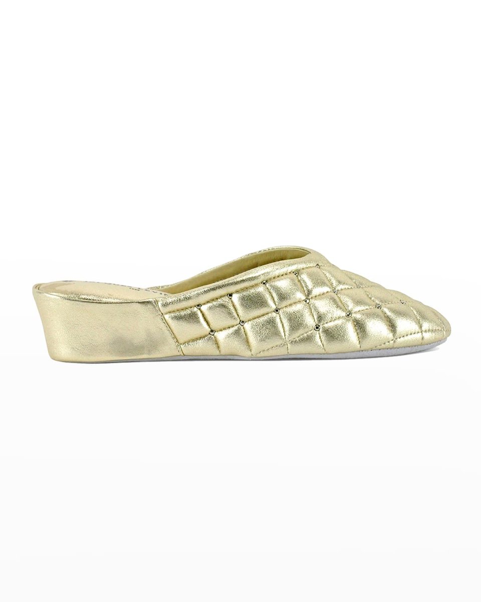 Quilted Leather Studded Slippers