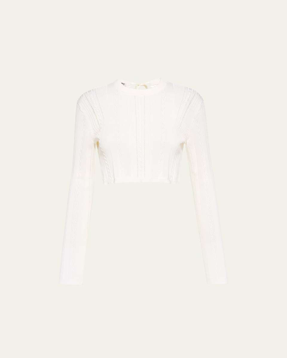 Open-Back Cropped Knit Sweater
