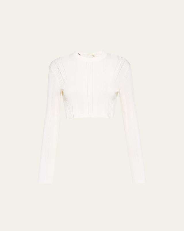 Open-Back Cropped Knit Sweater
