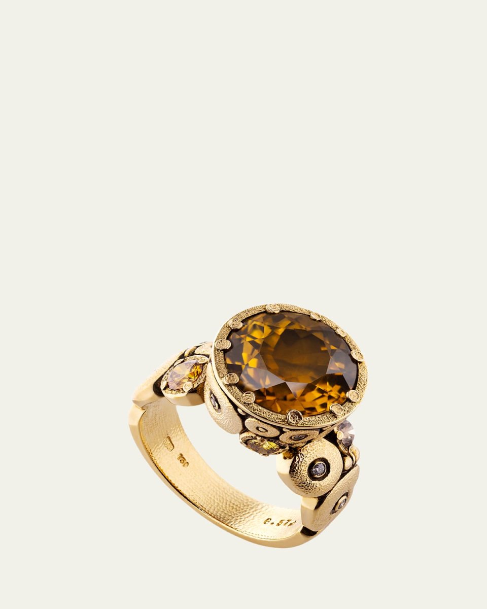 Orchard 18K Yellow Gold Ring with Tourmaline and Diamonds
