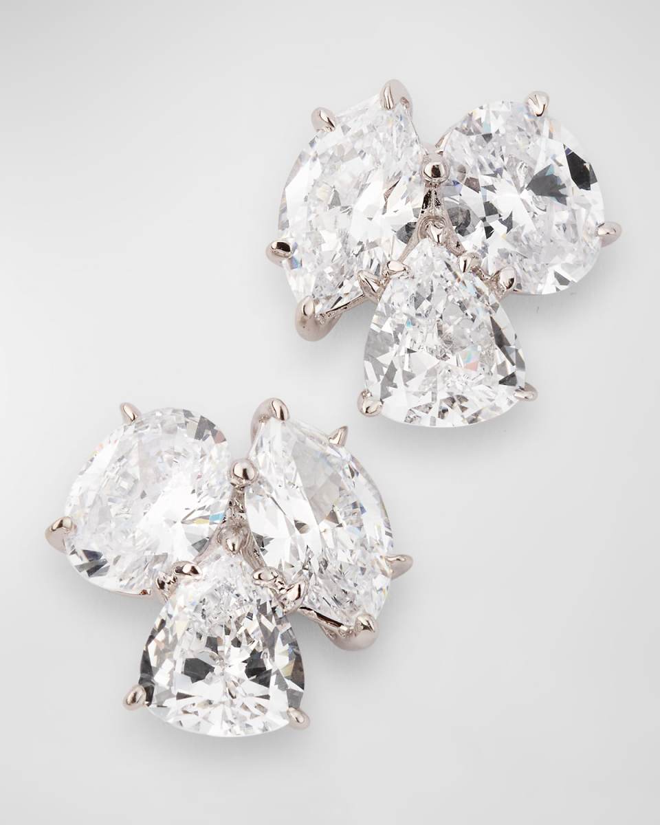 3-Stone Cluster Stud Earrings