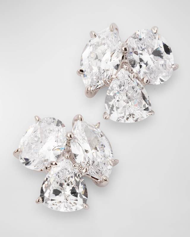 3-Stone Cluster Stud Earrings