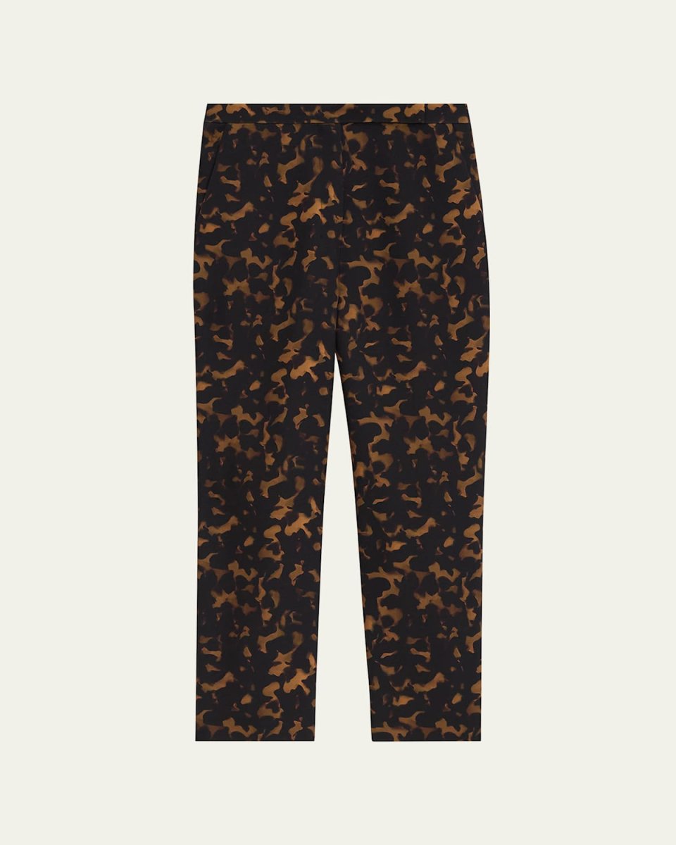 High-Waist Tortoise Crepe Slim Crop Pants
