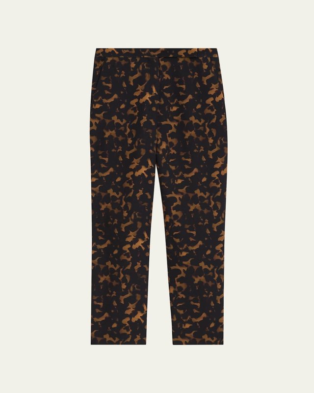 High-Waist Tortoise Crepe Slim Crop Pants