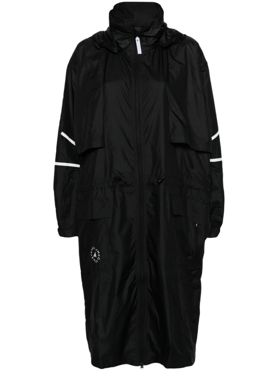 logo-print hooded parka coat