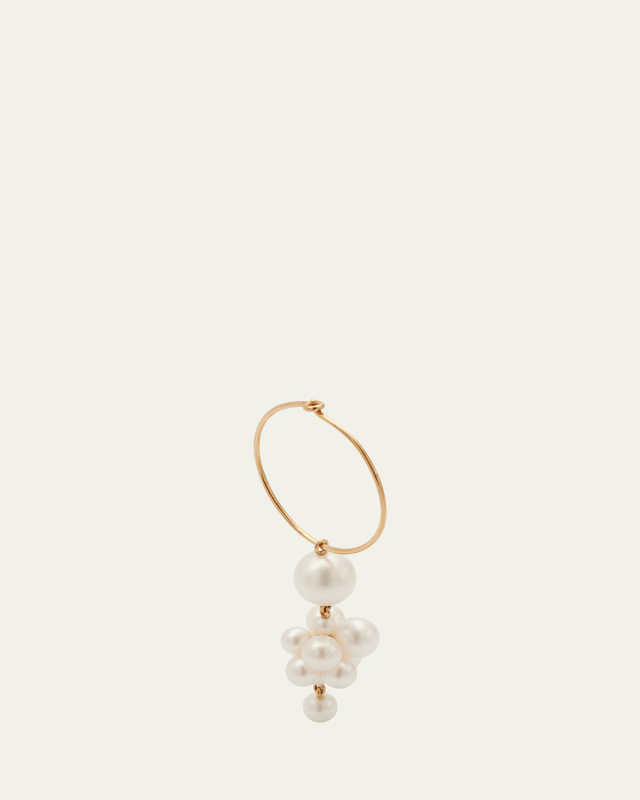Botticelli Hoop Earring With Pearls, Single