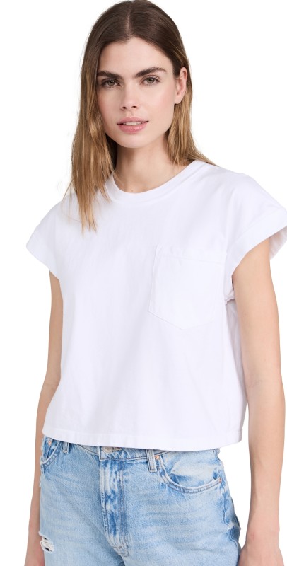 MOTHER The Keep On Rolling Pocket Tee Wbw-Bright White