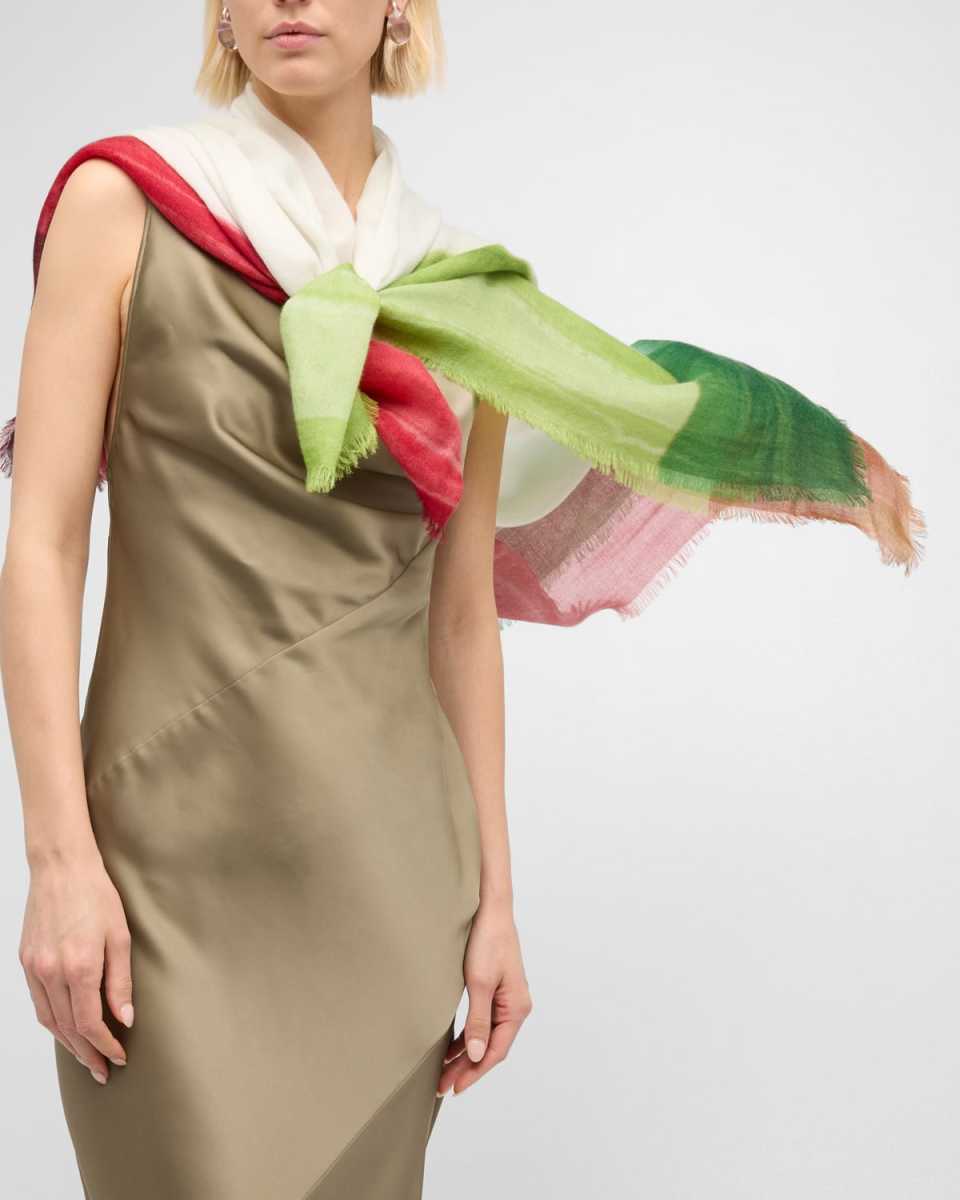Multicolor Bordered Cashmere Scarf