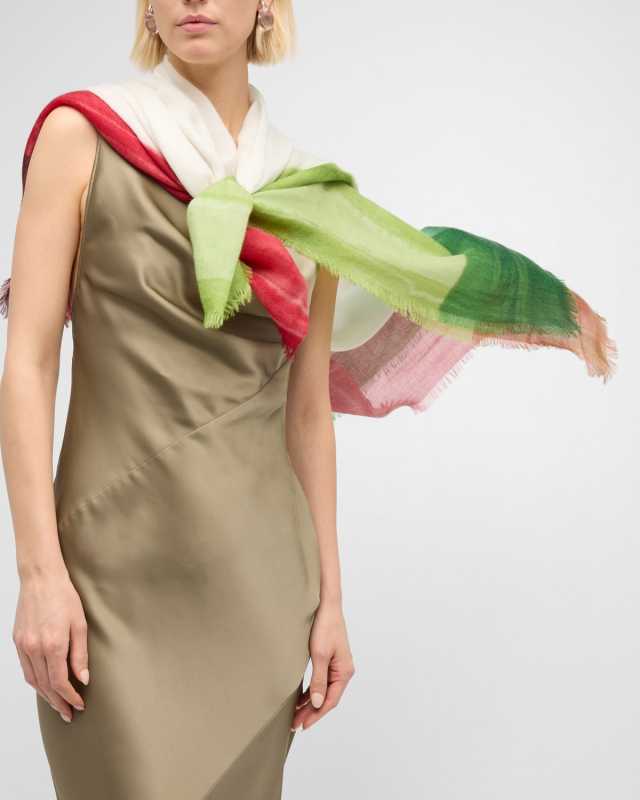 Multicolor Bordered Cashmere Scarf