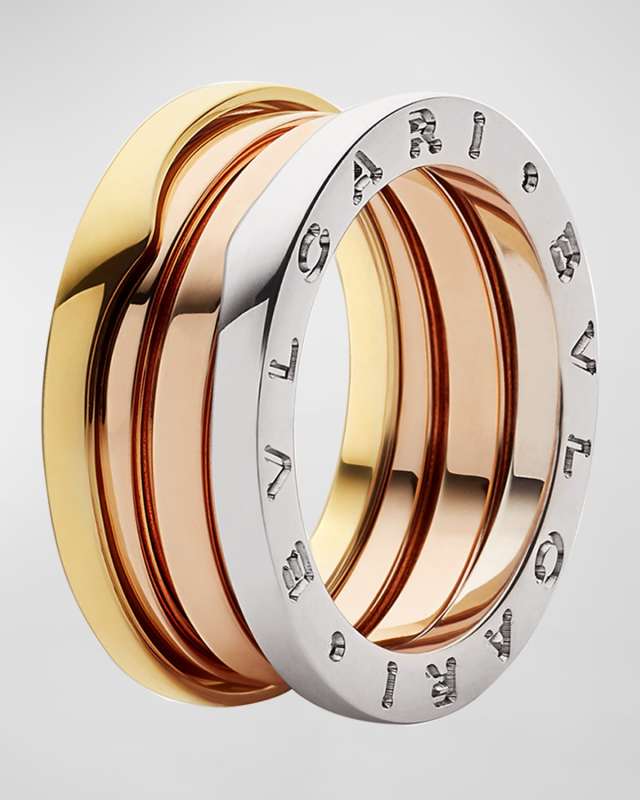B. Zero1 Tricolor 18k Gold 3-Band Ring, EU 53 / US 6.2