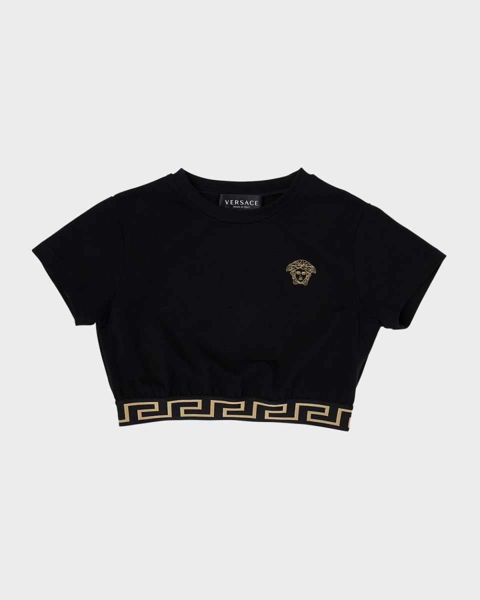 Girl's Medusa Embroidery Cropped T-Shirt, Size 8-14