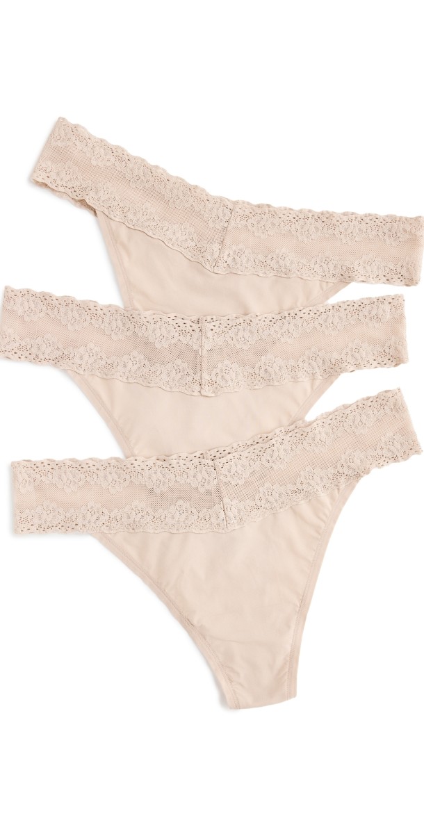 Natori Bliss Perfection One Size Thongs 3 Pack Caf