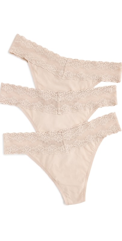 Natori Bliss Perfection One Size Thongs 3 Pack Caf