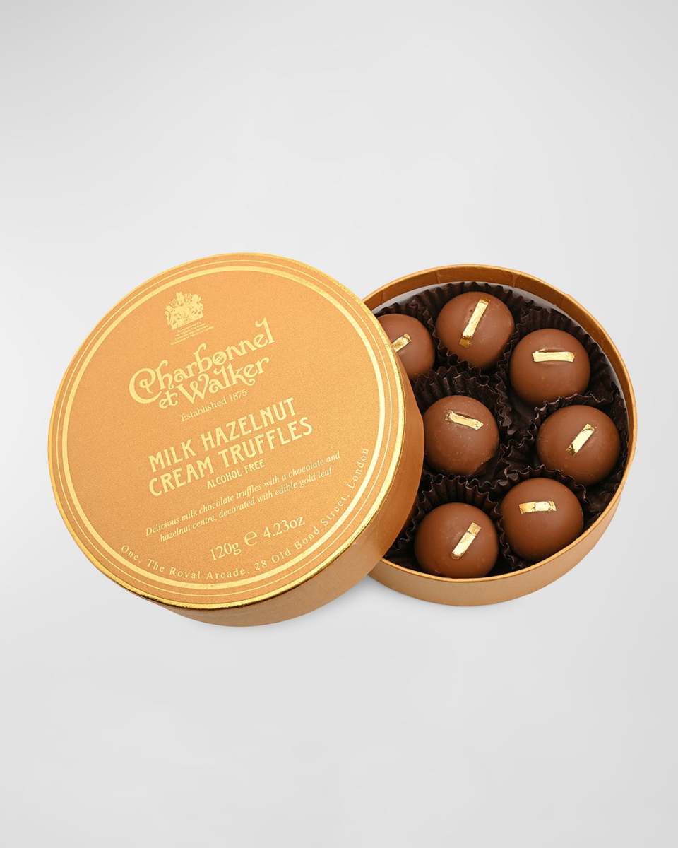 Milk Hazelnut Cream Truffles with Edible Gold Leaf