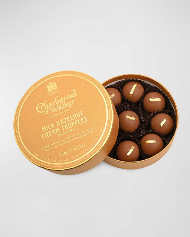 Milk Hazelnut Cream Truffles with Edible Gold Leaf