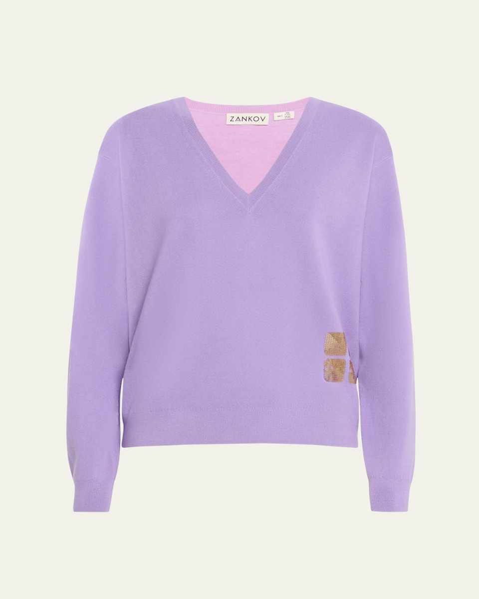 Genevieve Slouchy Knit Pullover with Sequin Detail