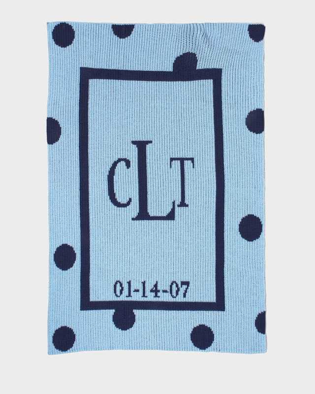 Polka-Dot Knit Blanket, Blue