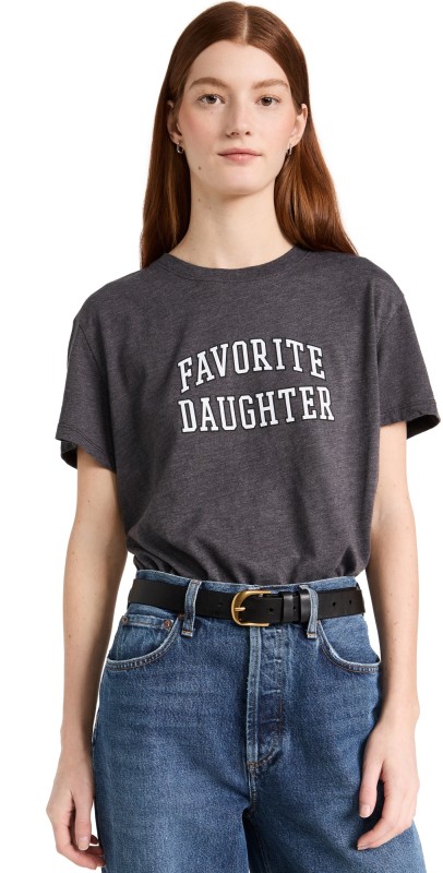 Favorite Daughter The Favorite Daughter Cropped Collegiate Tee Charcoal