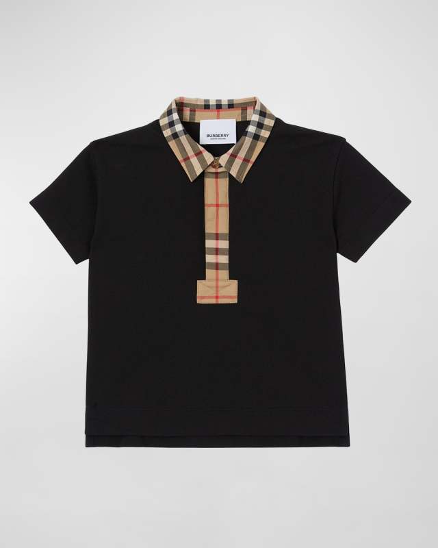 Boy's Johane Micro Check Polo Shirt, Size 6M-2