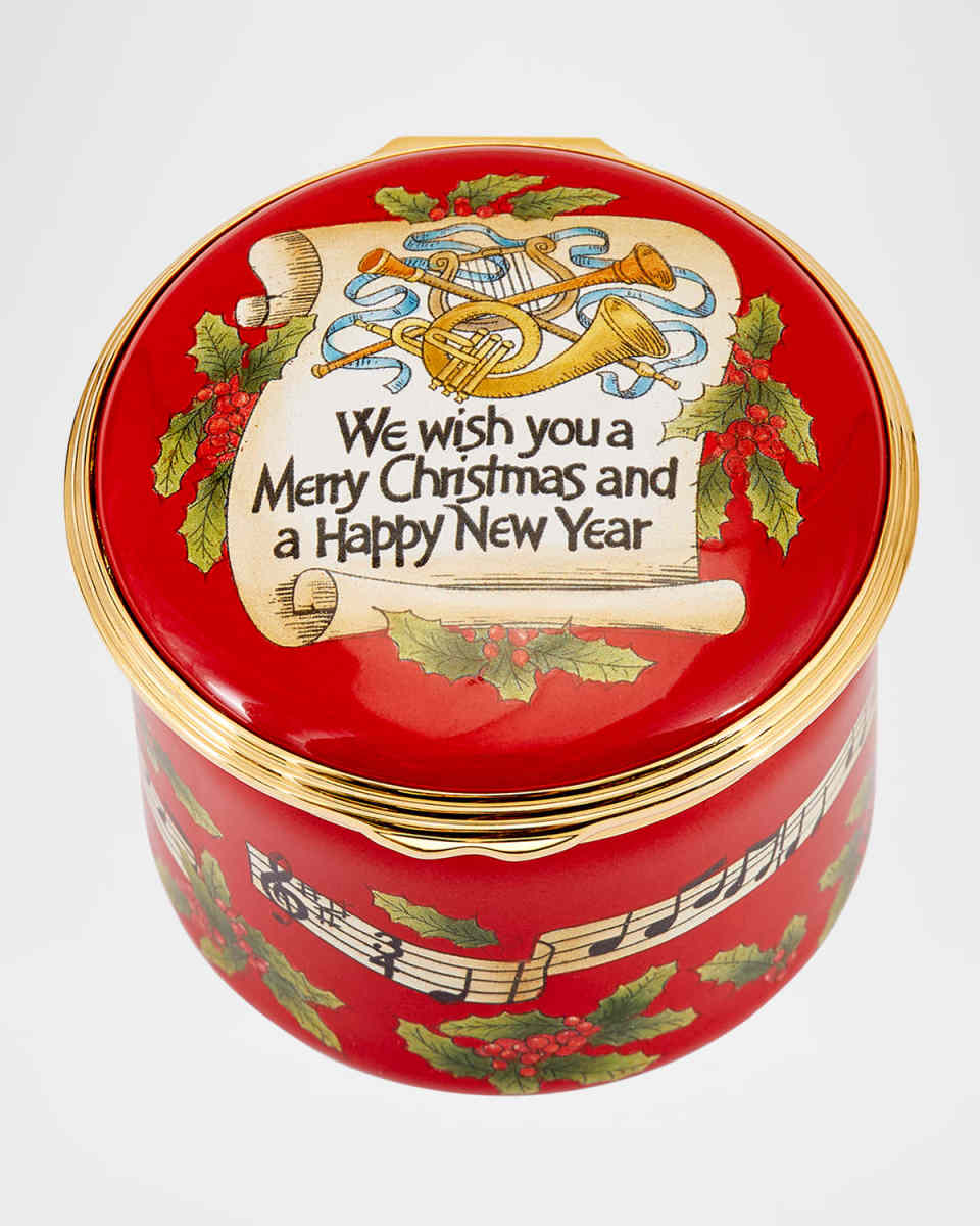 "We Wish You a Merry Christmas" Enamel Music Box