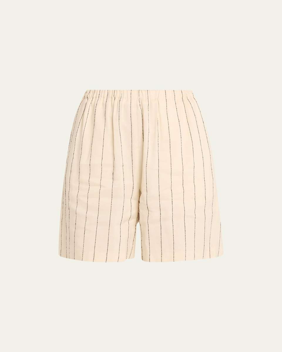Stripe Elastic Waist Linen Shorts