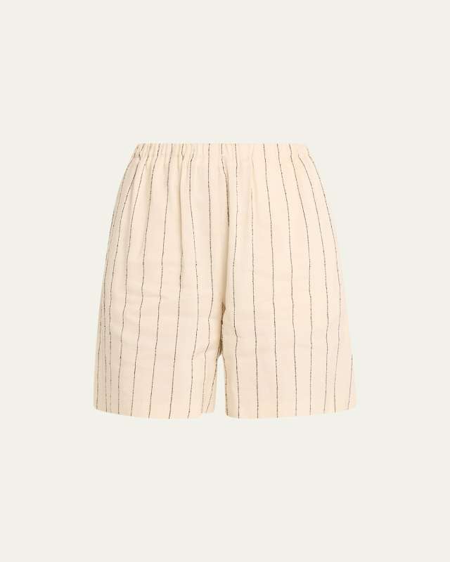 Stripe Elastic Waist Linen Shorts