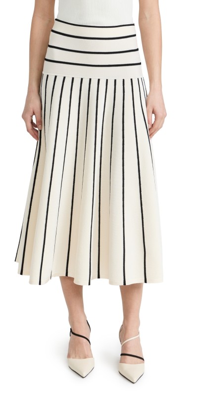 Zimmermann Matchmaker Knit Stripe Skirt Cream/Black