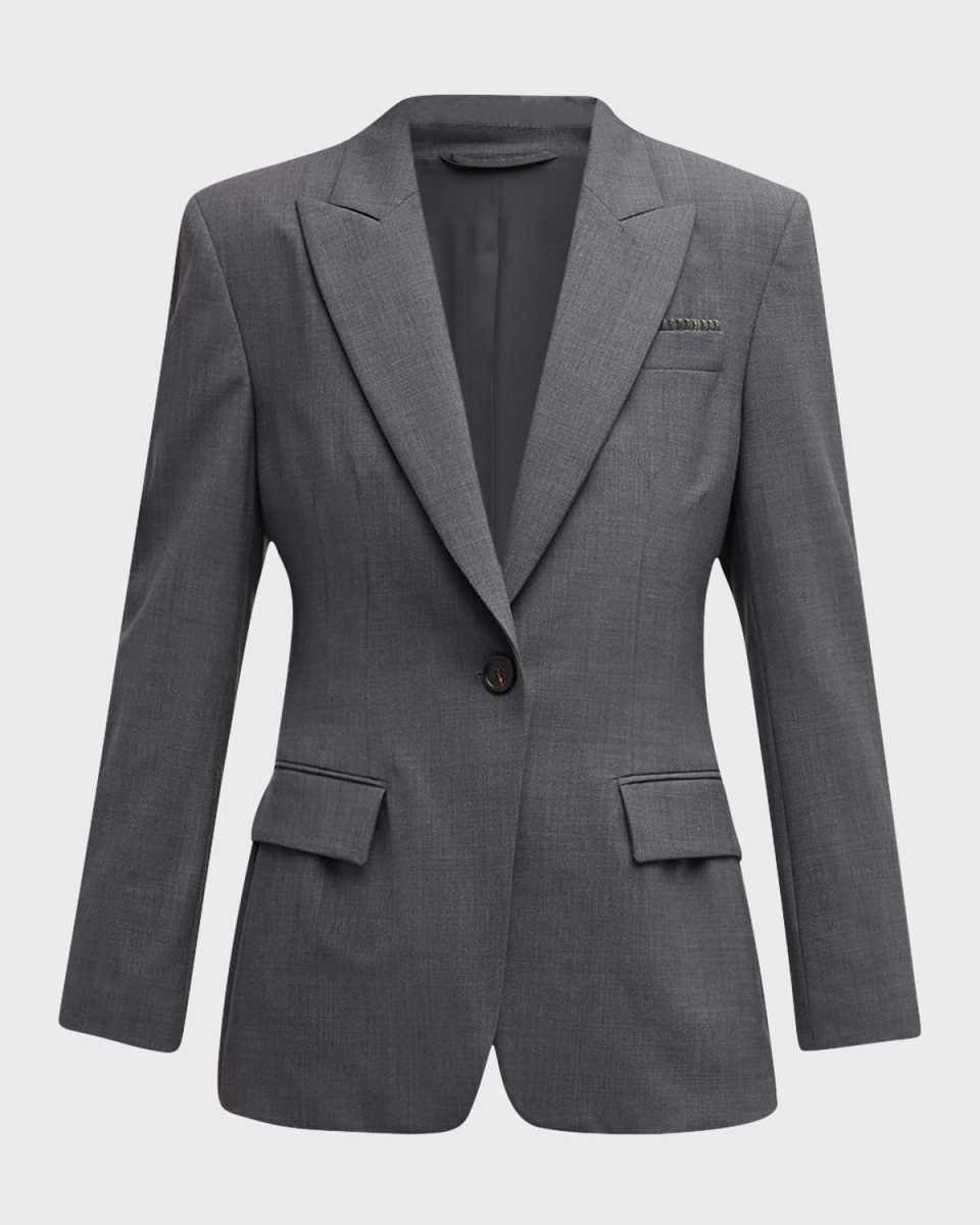 Monili-Tube Tropical Wool Single-Breasted Blazer