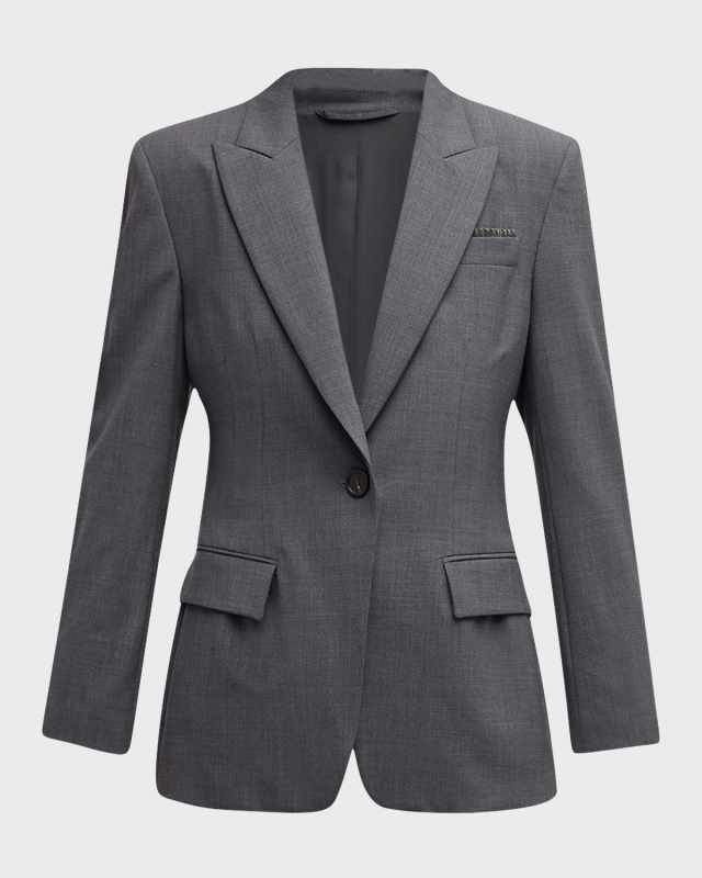 Monili-Tube Tropical Wool Single-Breasted Blazer