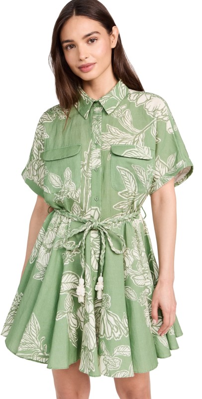 Hemant and Nandita Short Dress with Tie Up Belt Green