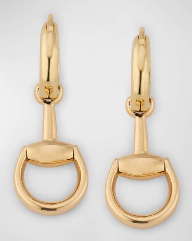 18K Yellow Gold Horsebit Drop Earrings