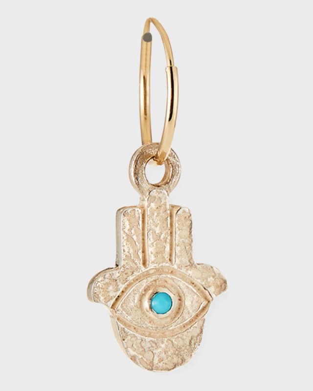 Hamsa Single Earring with Turquoise