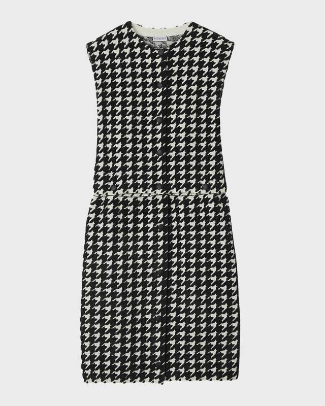 Houndstooth Button Sleeveless Dress
