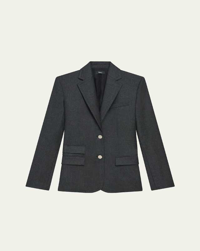 Tailored 2-Button Sleek Flannel Blazer