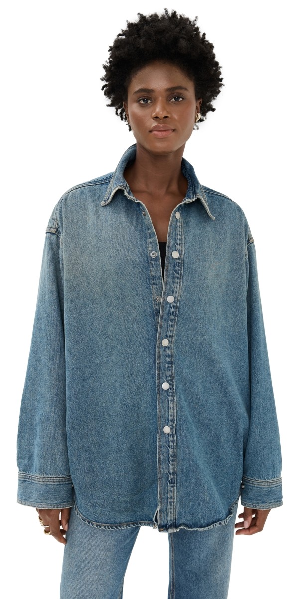 HAIKURE New Ofelia Blue Button Down Jacket New Ofelia Blue Tencel