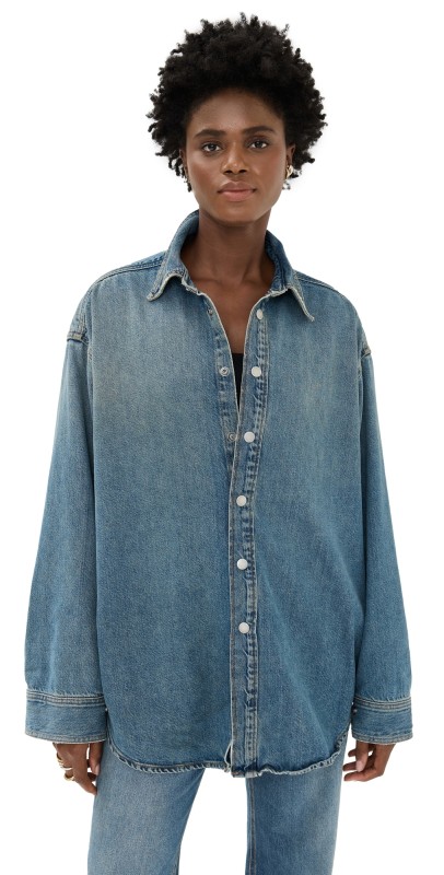 HAIKURE New Ofelia Blue Button Down Jacket New Ofelia Blue Tencel