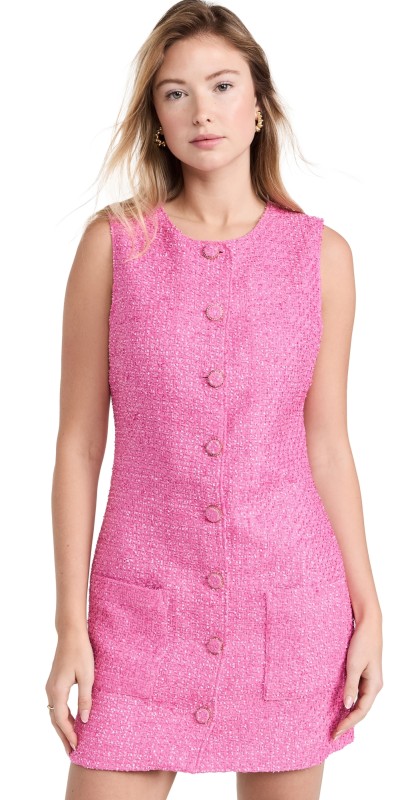 endless rose Sleeveless Tweed Mini Dress Berry