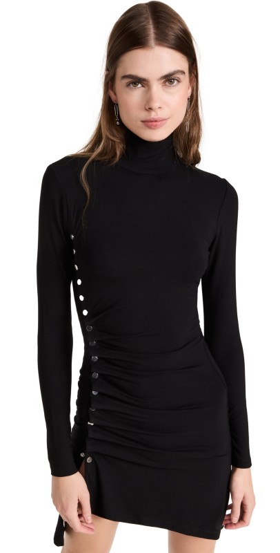rabanne Turtleneck Knit Dress Black