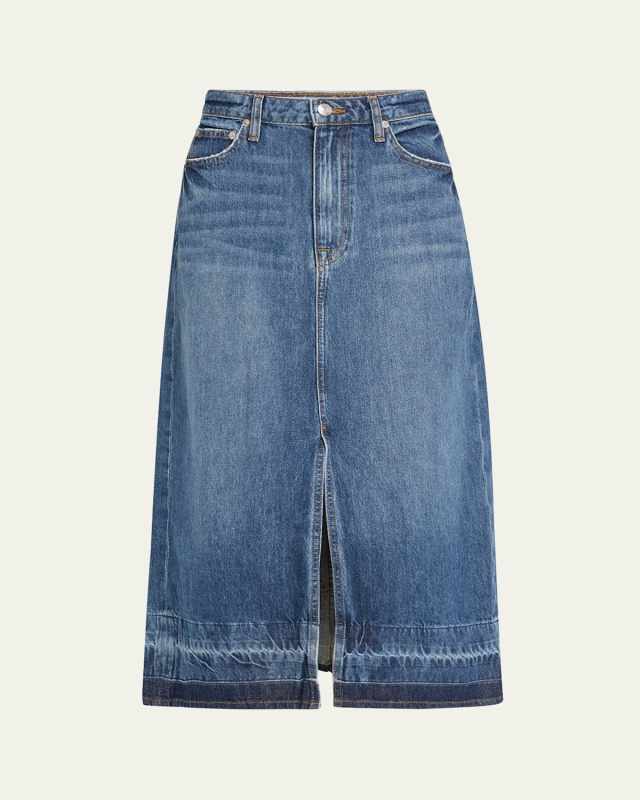 Della Release-Hem Denim Midi Skirt